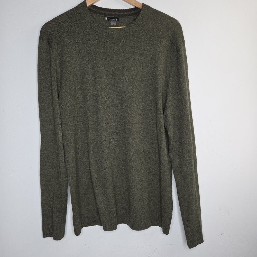 Smartwool Sweater Mens L Green Wool Blend Crew Neck Lightweight Pullover